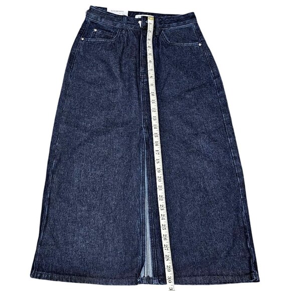WeWoreWhat Denim Midi Skirt S Dark‎ Wash Cotton Blend Front & Back Pockets - Picture 8 of 11